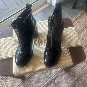 Cheap Monday Black Leather Platform Heel Boots | Size 8.5